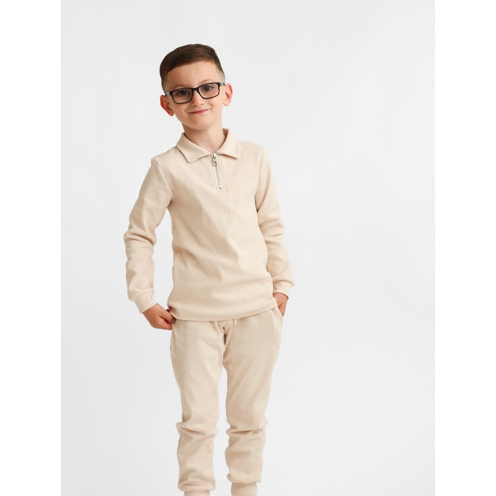 Rory Beige Boys Zip Tracksuit