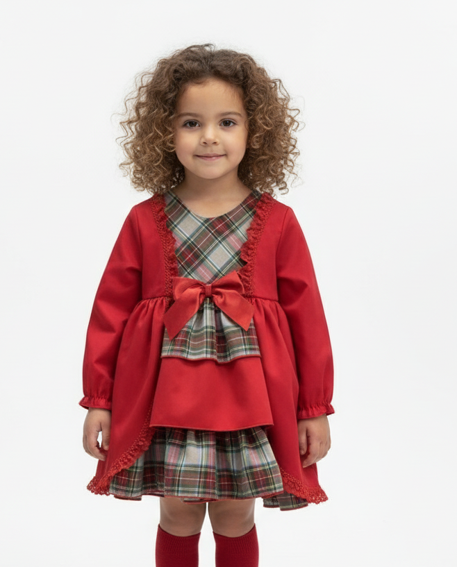 ZA5119 Girls Red Tartan Dress