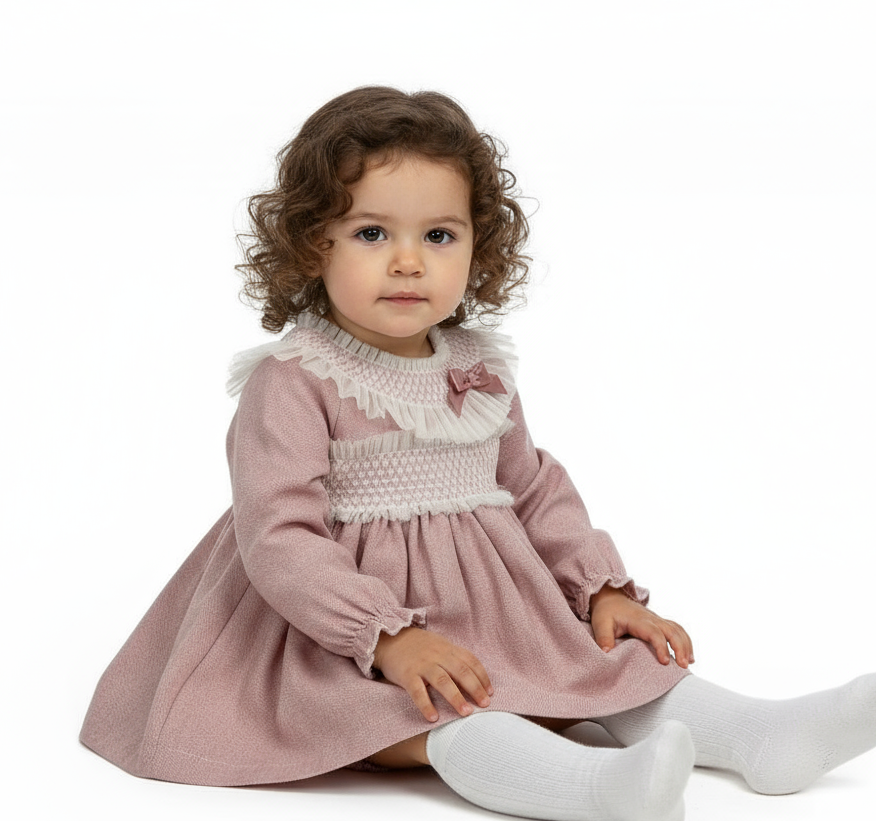 ZA3220 Baby Girls Dusky Pink Dress & Knicker Set