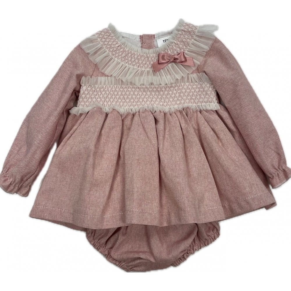 ZA3220 Baby Girls Dusky Pink Dress & Knicker Set