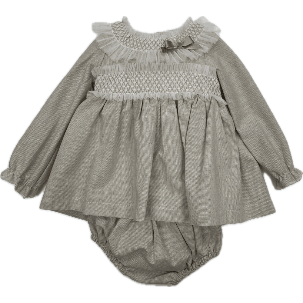 ZA3770 Baby Girls Smock Dress With Knicker Set