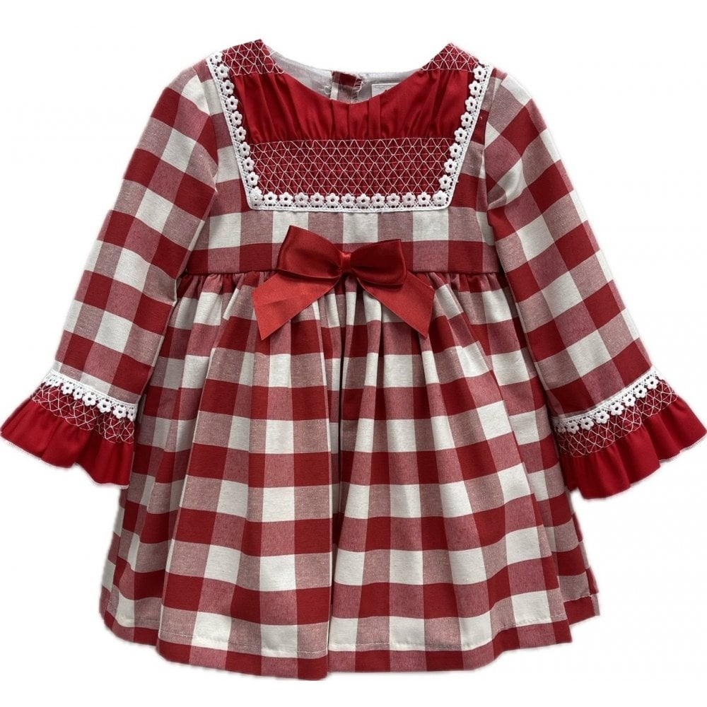 ZA2119 Girls Red & White Gingham Dress
