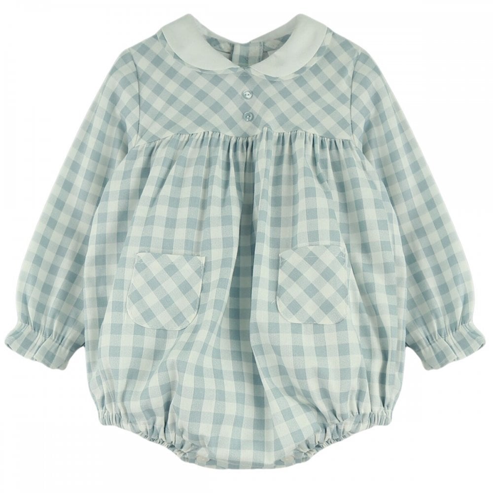 24233 Baby Boys Blue Checked Romper