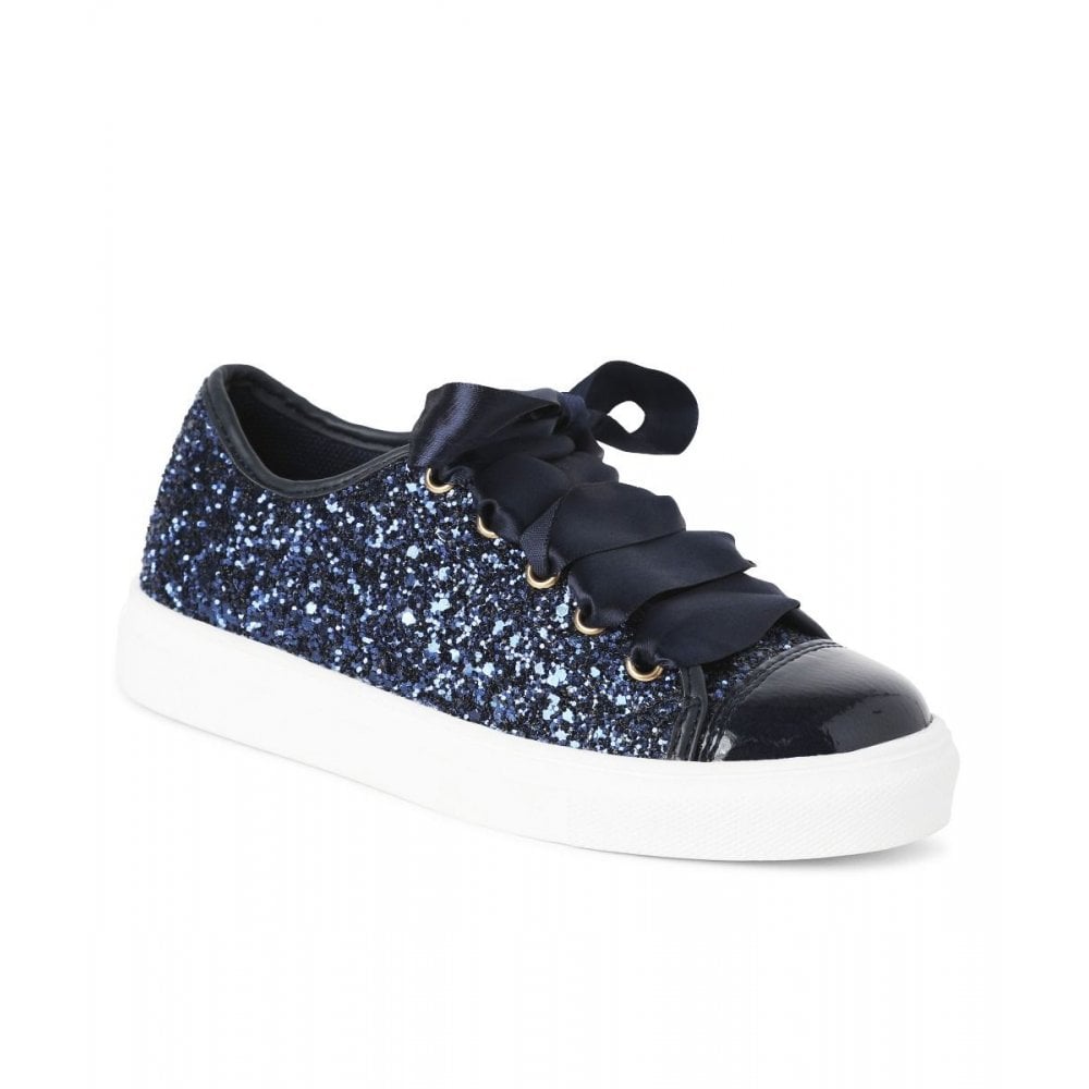 Trinity Navy Girls Glitter Trainer