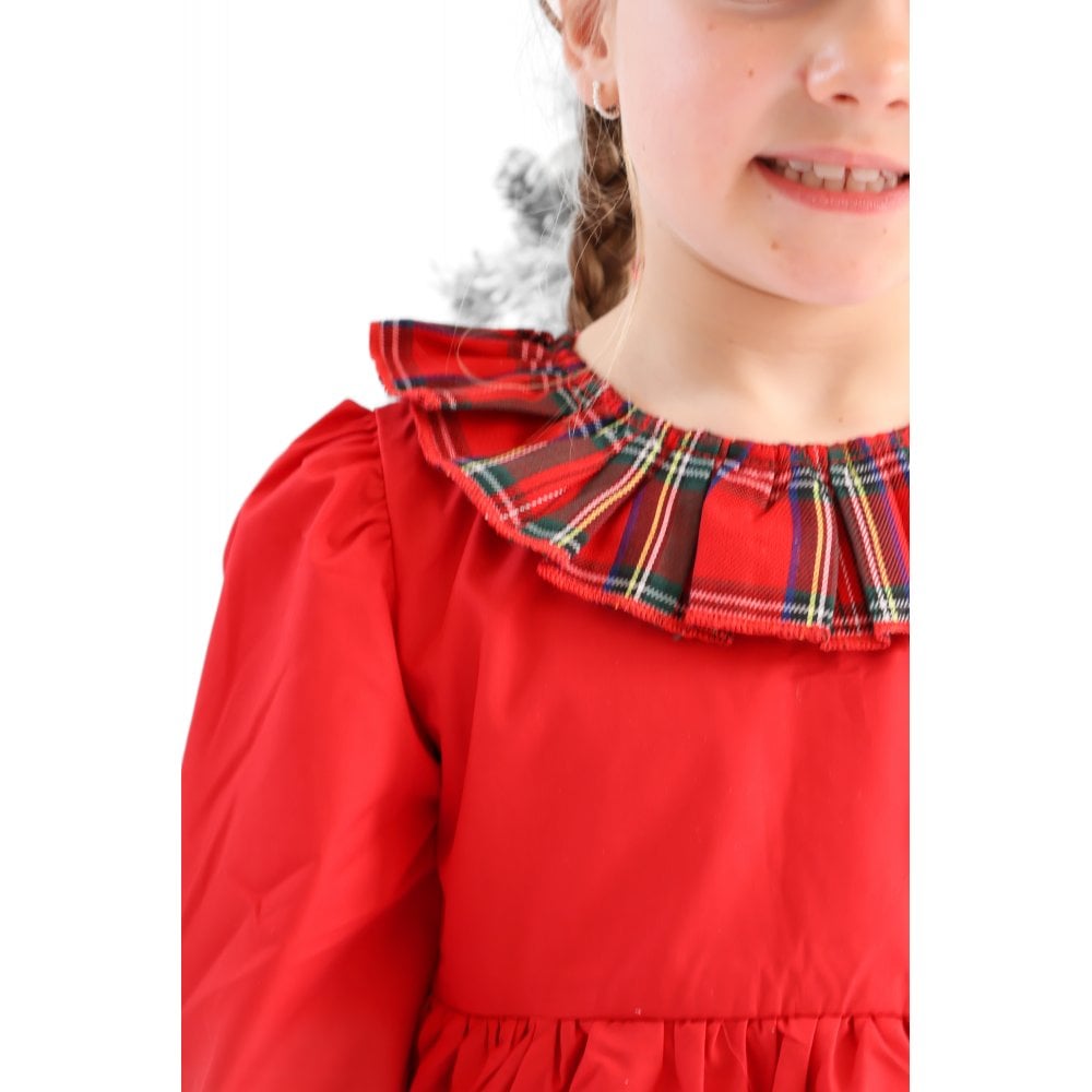 Taytum Red Dress With Tartan Frills