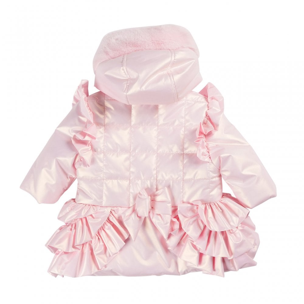 MB5933 Mintini Baby Girls Padded Pink Frilly Coat