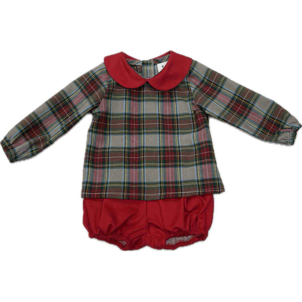 ZA5115 Baby Boys Tartan & Red Short Set