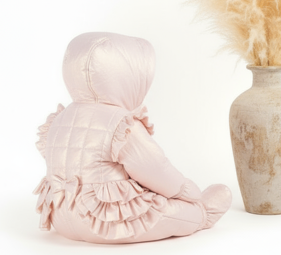 MB5944 Mintini Baby Pink Fleeced Frilly Snowsuit