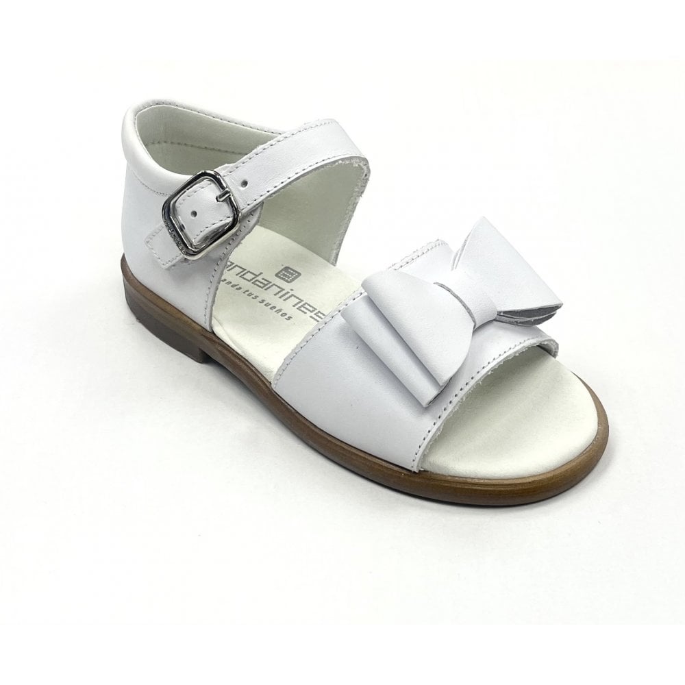 181851 Double Bow Sandal White Leather