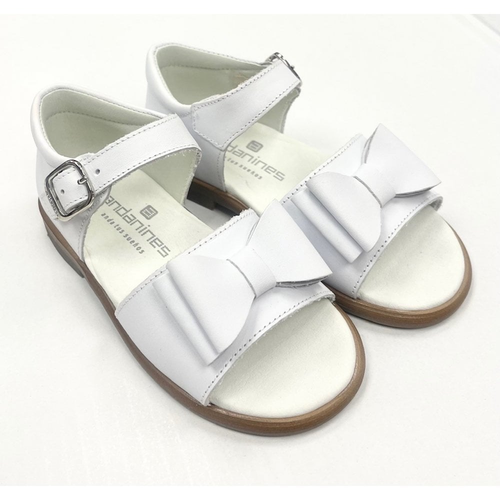 181851 Double Bow Sandal White Leather
