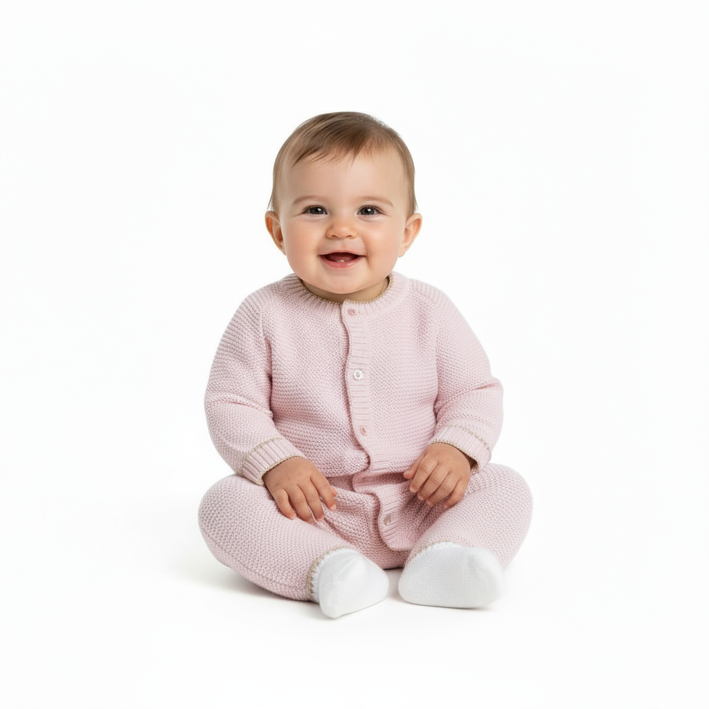 A4953 Scallop Edge Knitted Onesie Pink