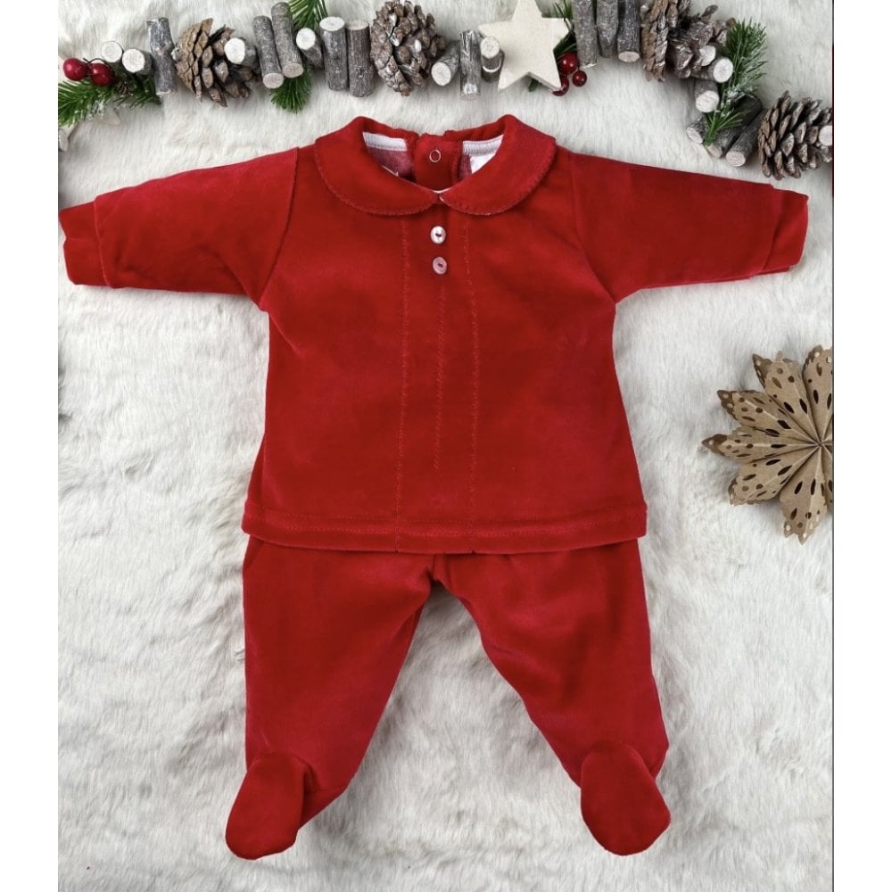 Pex Baby Red Velour Two Piece Set