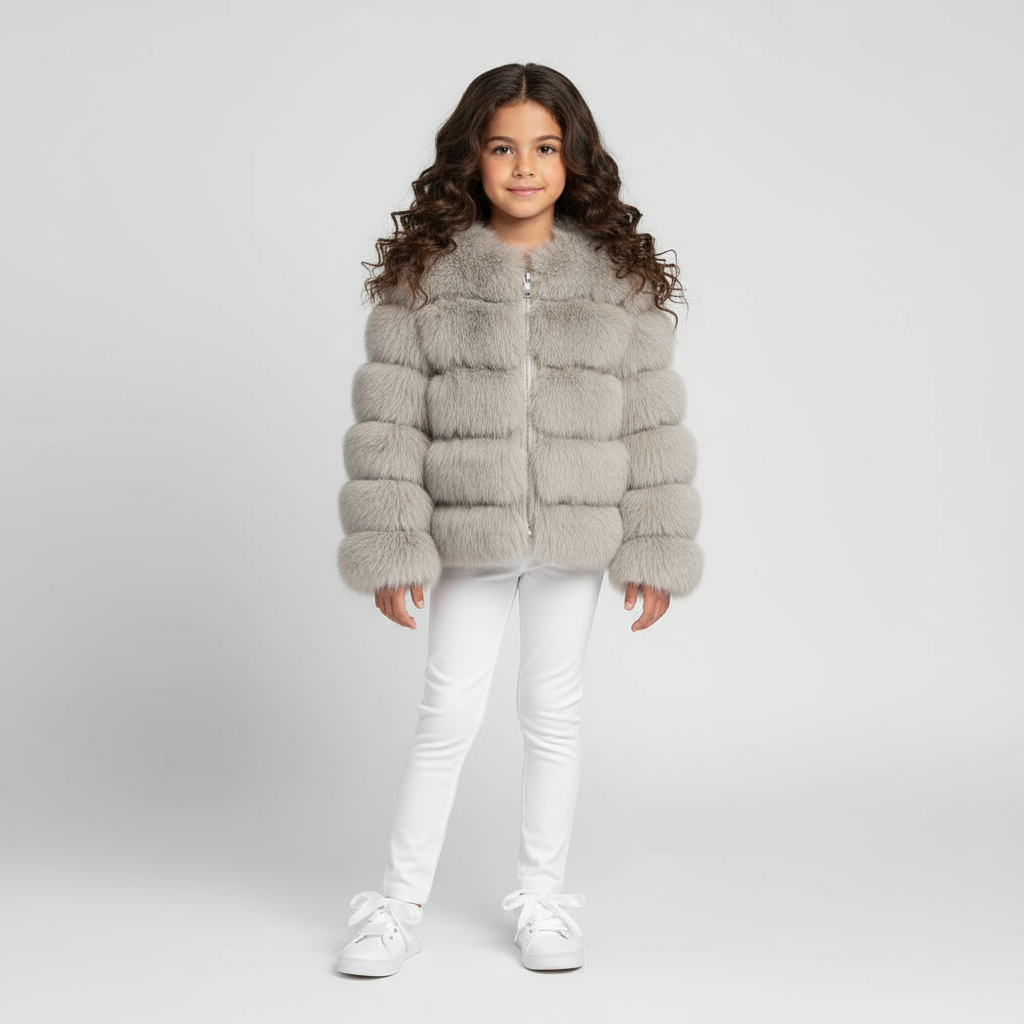 Girls Faux Fur Camel Jacket