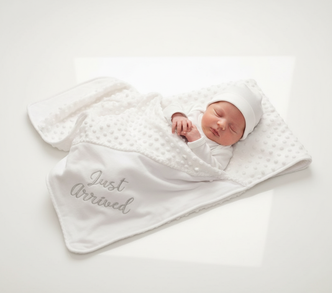 Baby White Just Arrived Blanket Shawl