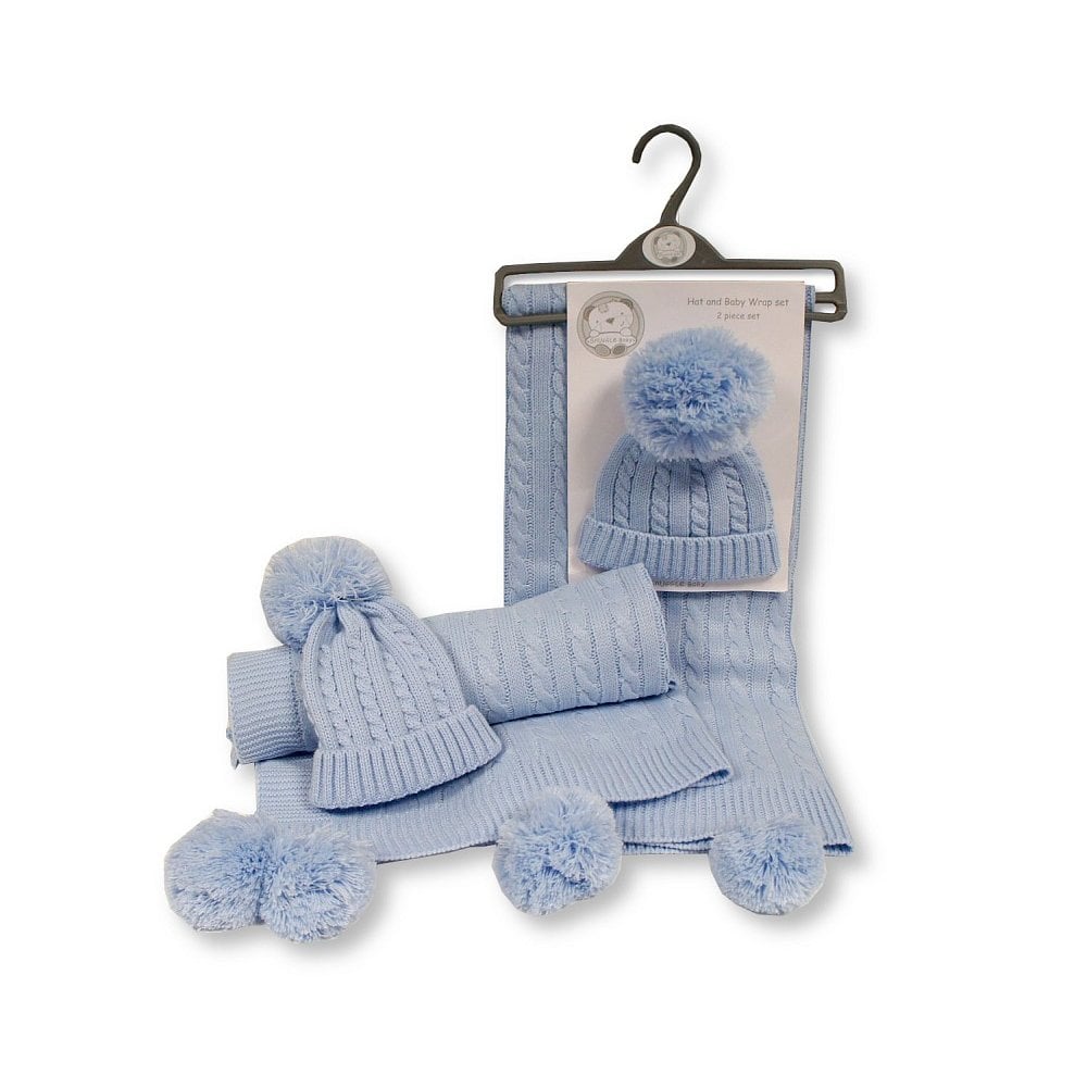Baby Hat & Blanket Set - Baby Blue