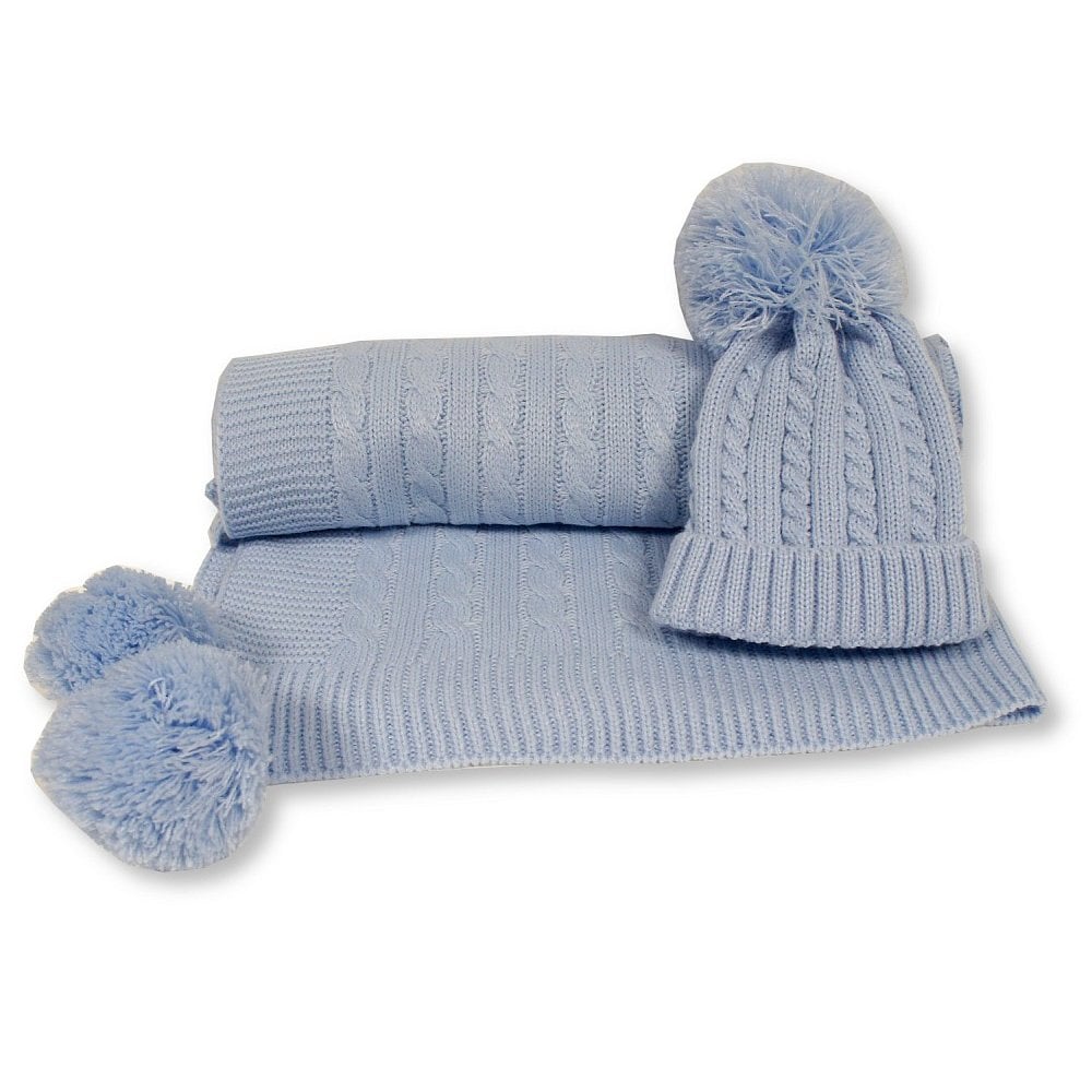 Baby Hat & Blanket Set - Baby Blue