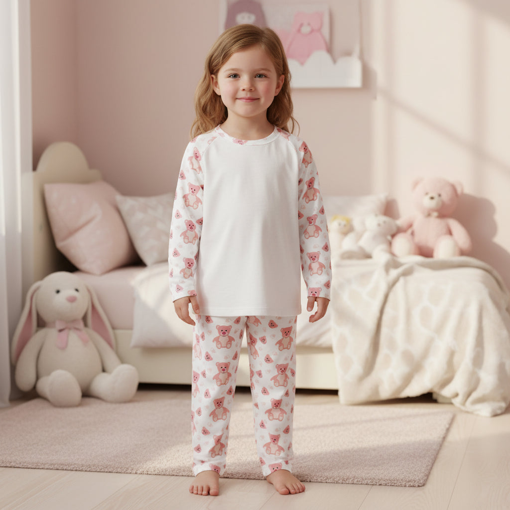 Pink Girls Teddy Pyjamas