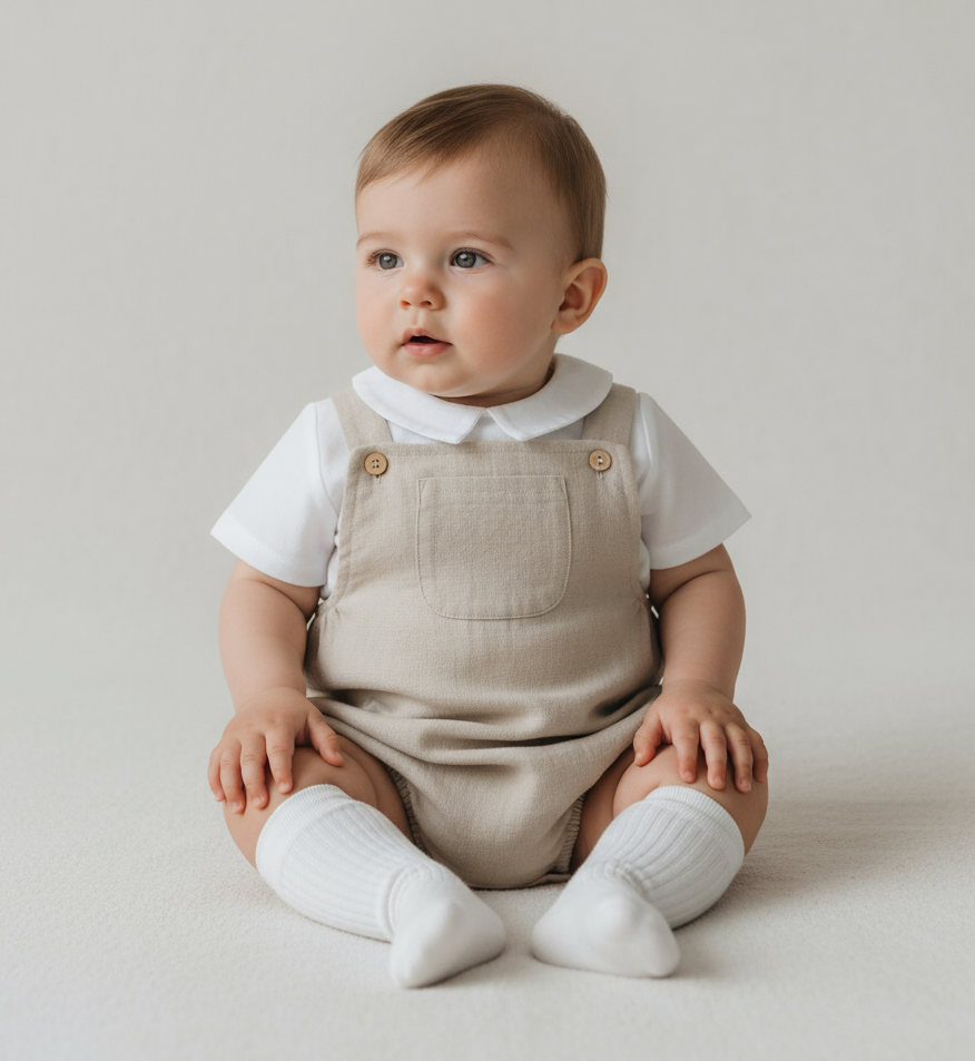 Pablo Baby Boys Camel Romper & Shirt Set