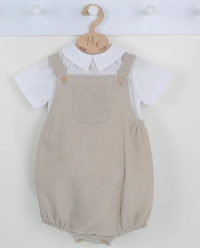 Pablo Baby Boys Camel Romper & Shirt Set