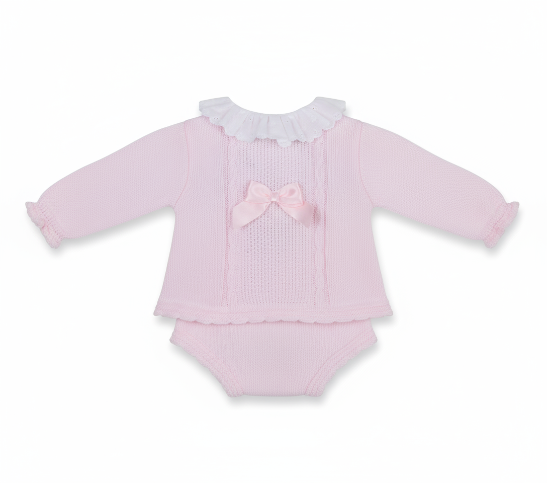 Naomi Girls Knitted Bow Jam Pant Set