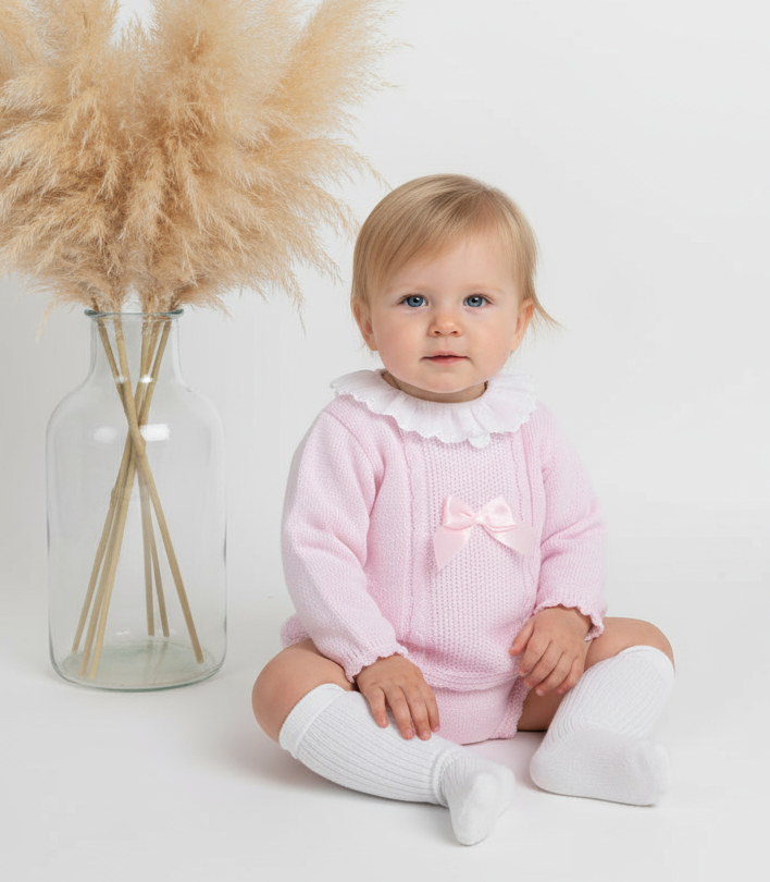 Naomi Girls Knitted Bow Jam Pant Set