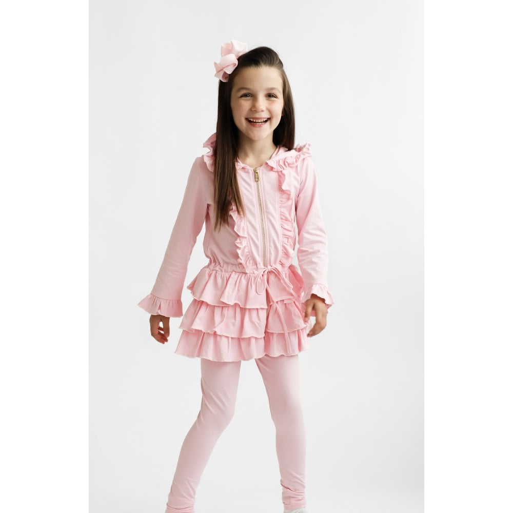Fern Girls Ruffle Zip Tracksuit Pink