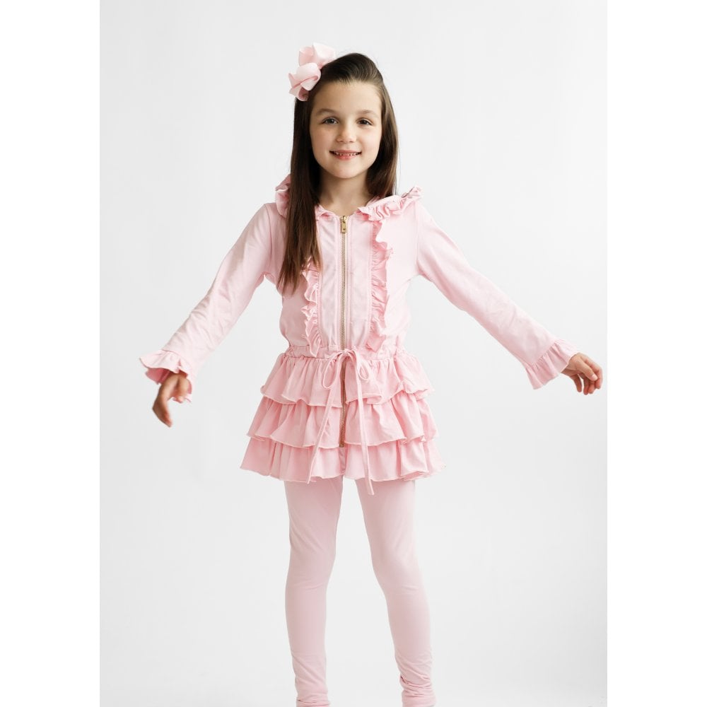 Fern Girls Ruffle Zip Tracksuit Pink