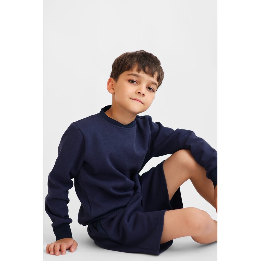 Byron Boys Plain Jumper & Short Set Navy