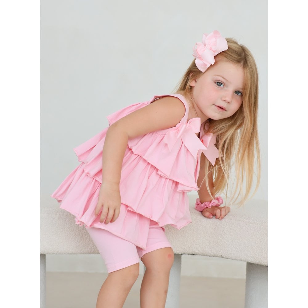 Ava Girl's Ruffle Frilly Short Set Pink