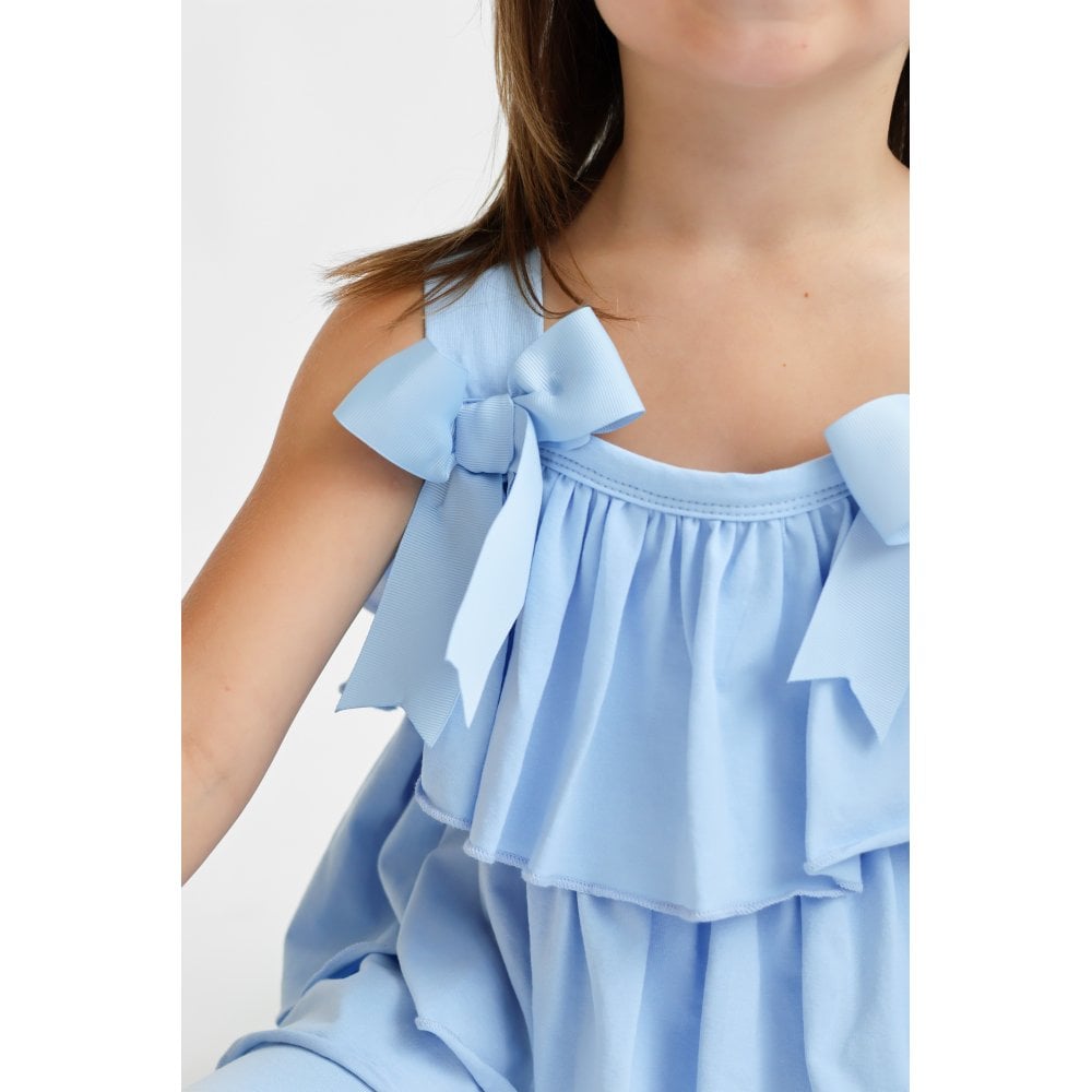 Ava Girl's Ruffle Frilly Short Set Blue