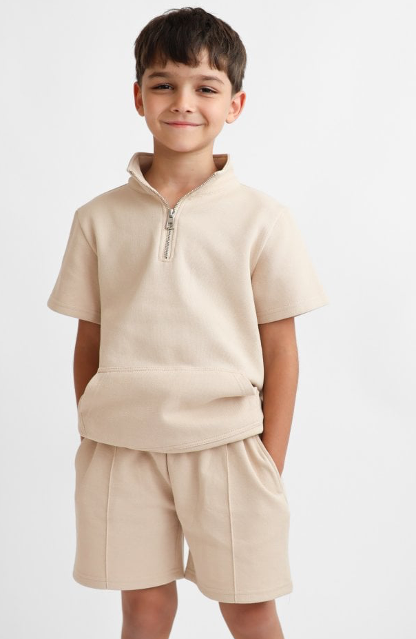 Dougie Boys Zip Up Tracksuit Set Beige