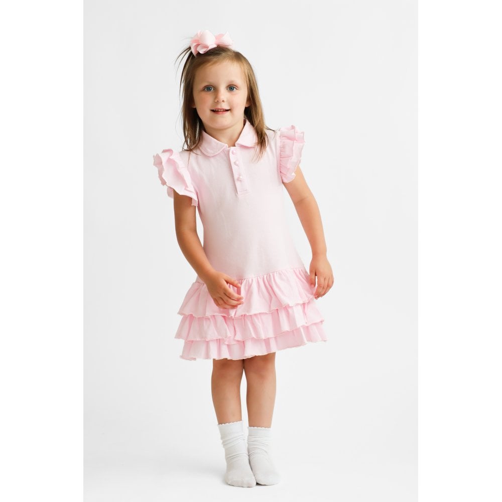 Sian Girls Ruffle Frill Polo Dress Pink