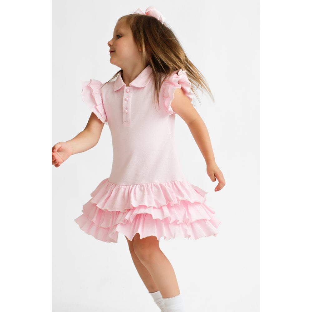 Sian Girls Ruffle Frill Polo Dress Pink