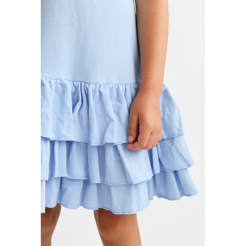 Sian Girls Ruffle Frill Polo Dress Blue