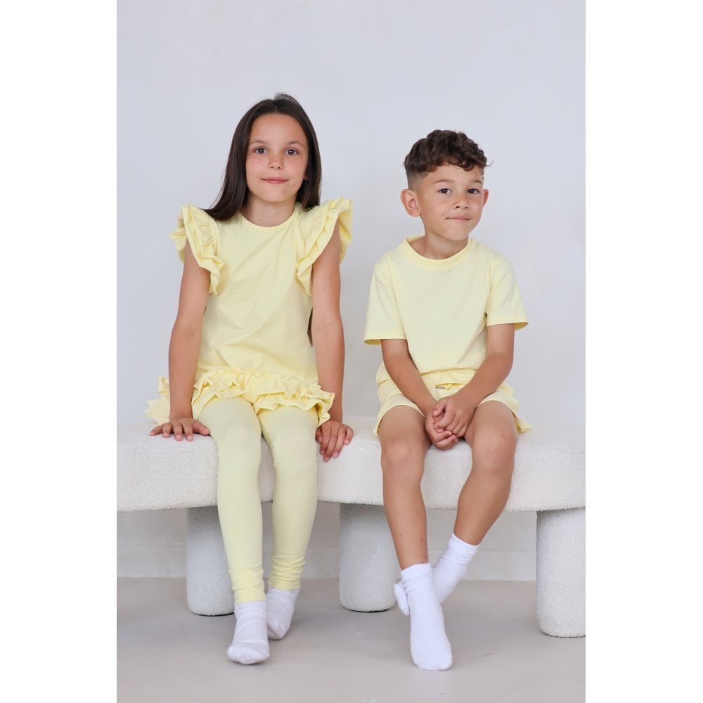 Marco Boys Plain T Shirt & Short Set Lemon
