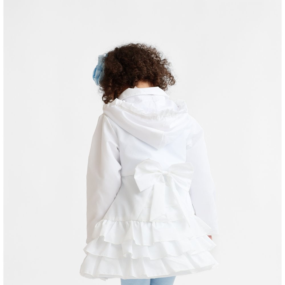 Pearly Girls Frill Ruffle Bow Lightweight Mac White