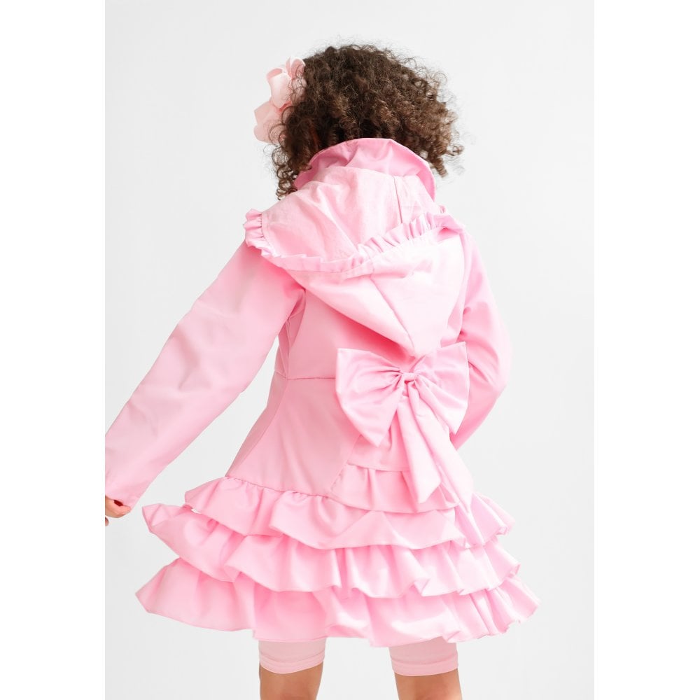 Pearly Girls Frilly Ruffle Bow Lightweight Mac Pink