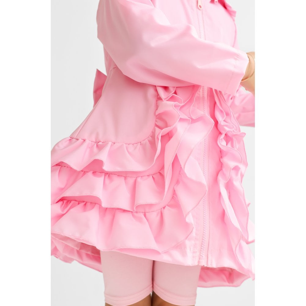Pearly Girls Frilly Ruffle Bow Lightweight Mac Pink
