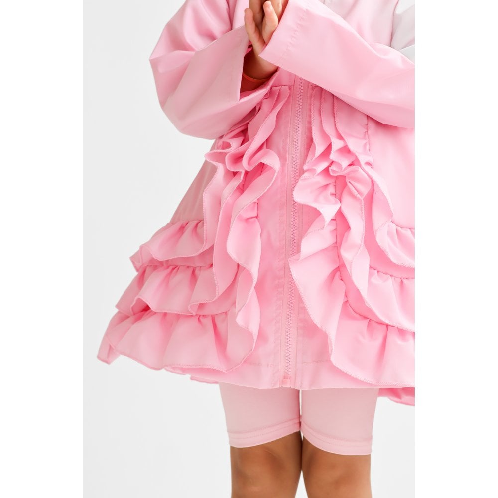 Pearly Girls Frilly Ruffle Bow Lightweight Mac Pink