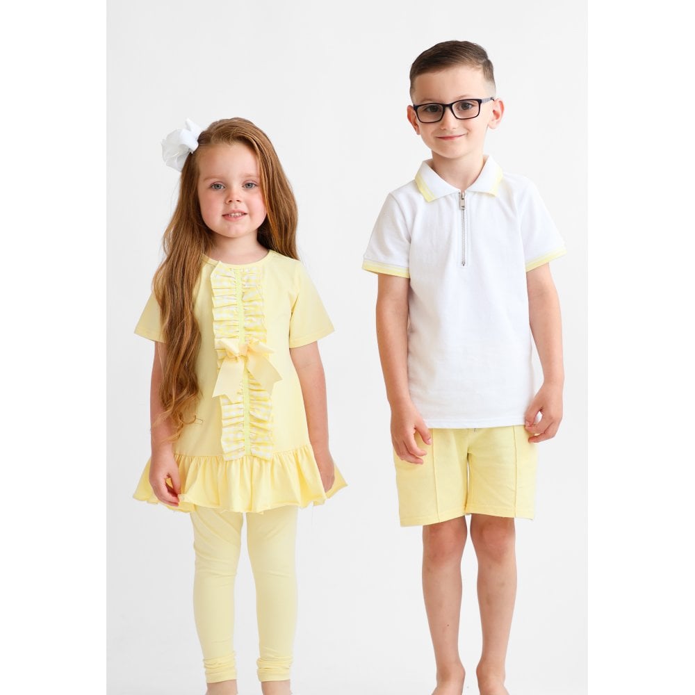 Luke Boys Smart Polo Top & Shorts Set Lemon
