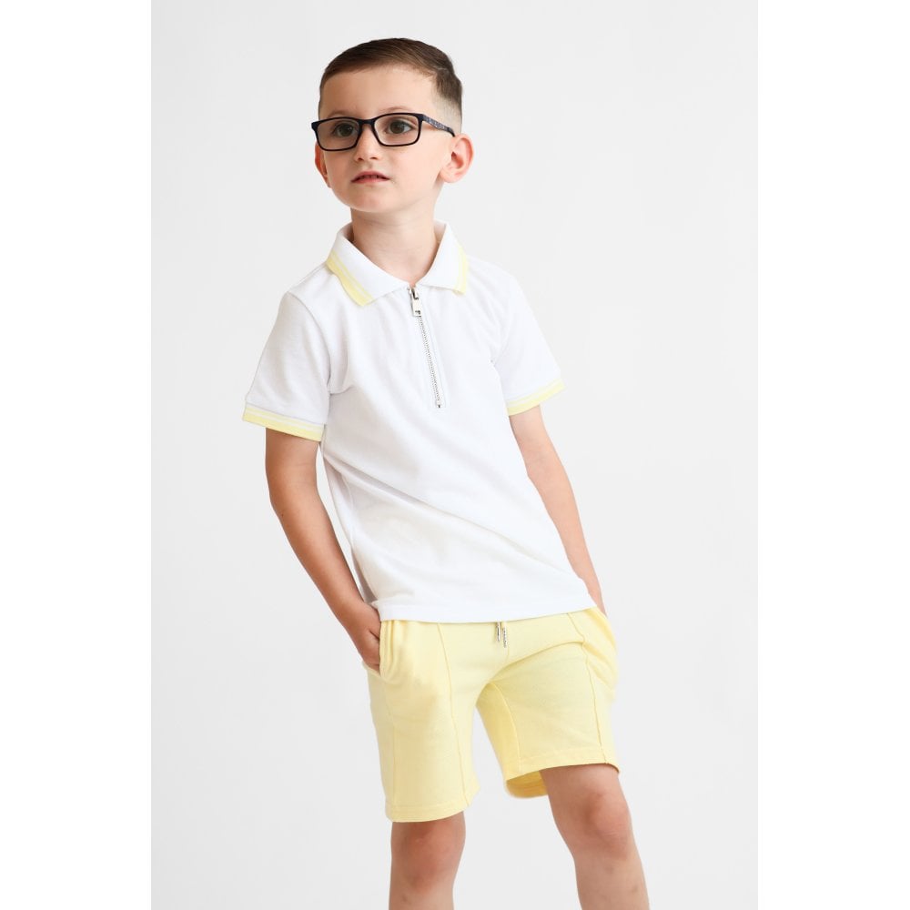Luke Boys Smart Polo Top & Shorts Set Lemon