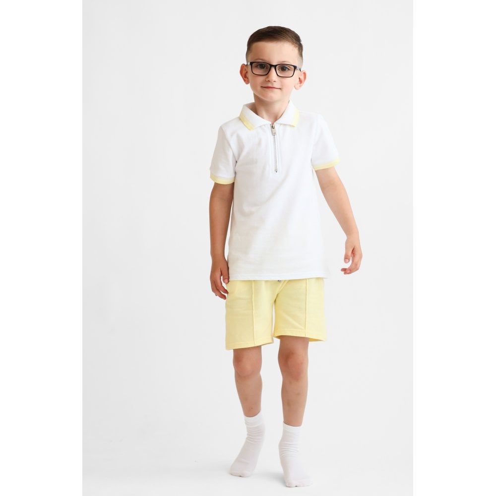 Luke Boys Smart Polo Top & Shorts Set Lemon