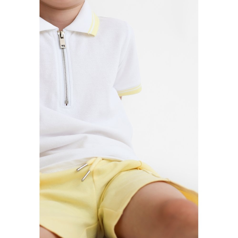 Luke Boys Smart Polo Top & Shorts Set Lemon