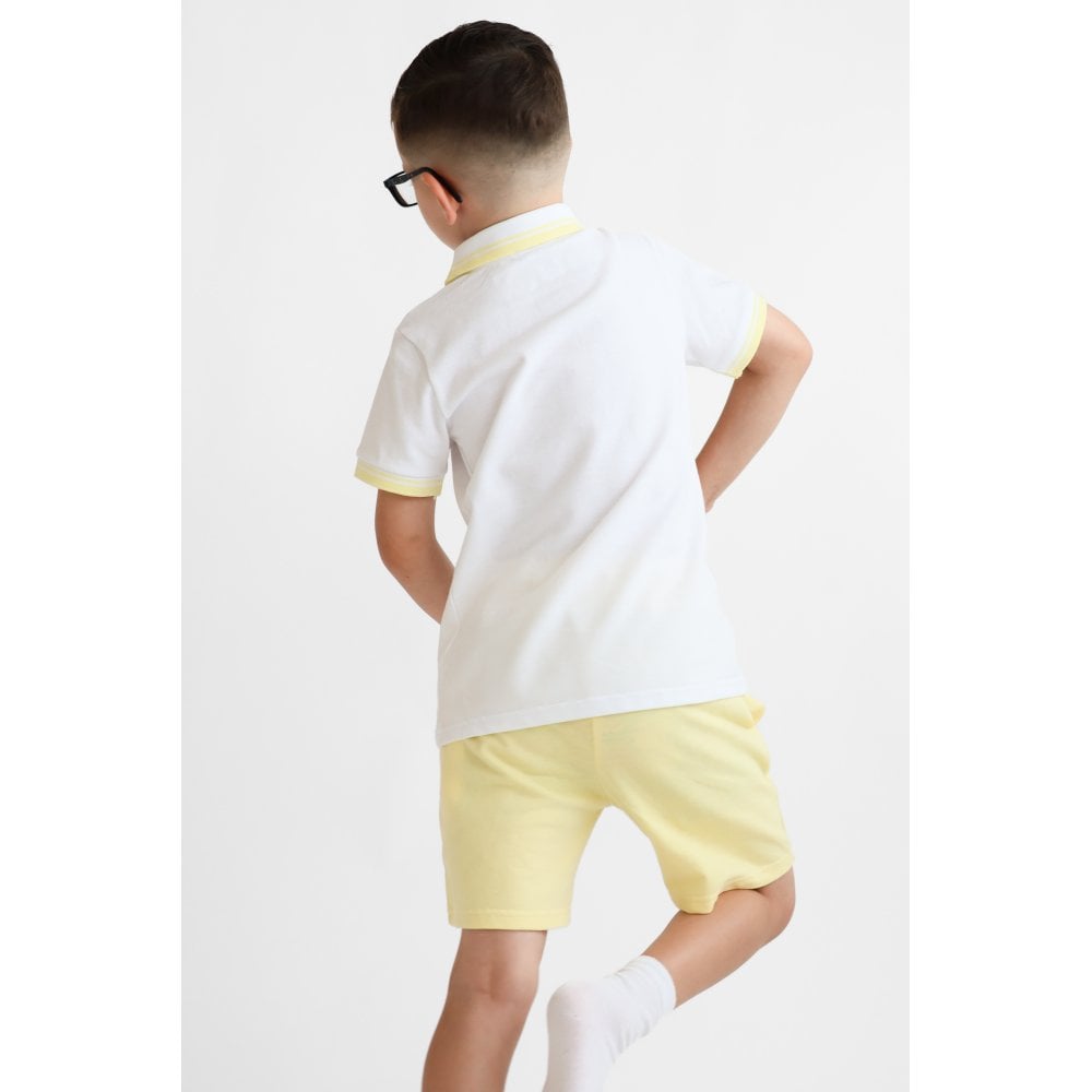 Luke Boys Smart Polo Top & Shorts Set Lemon