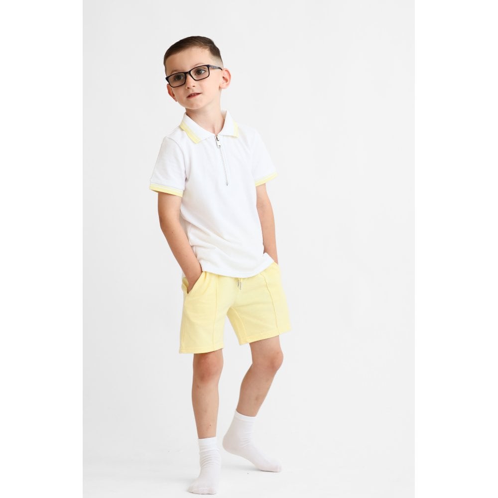 Luke Boys Smart Polo Top & Shorts Set Lemon