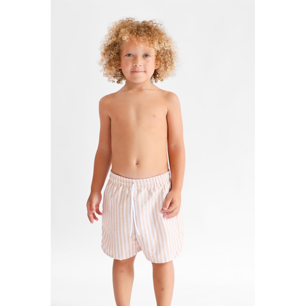 Axel Boys Camel & White Striped Swimming Trunks