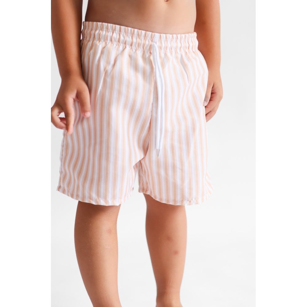 Axel Boys Camel & White Striped Swimming Trunks