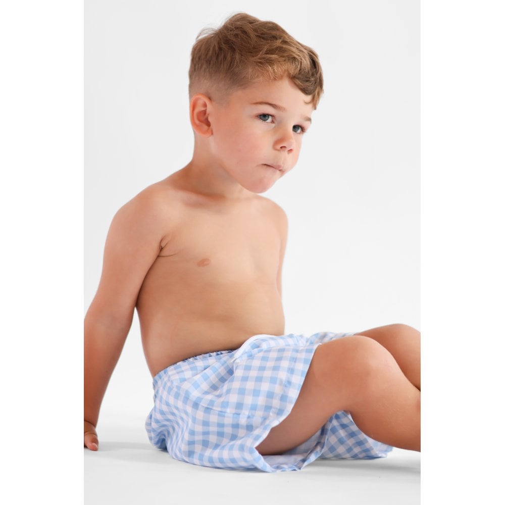 Henley Boys Blue Checked Swimming Shorts