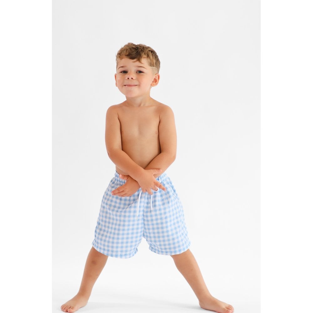 Henley Boys Blue Checked Swimming Shorts