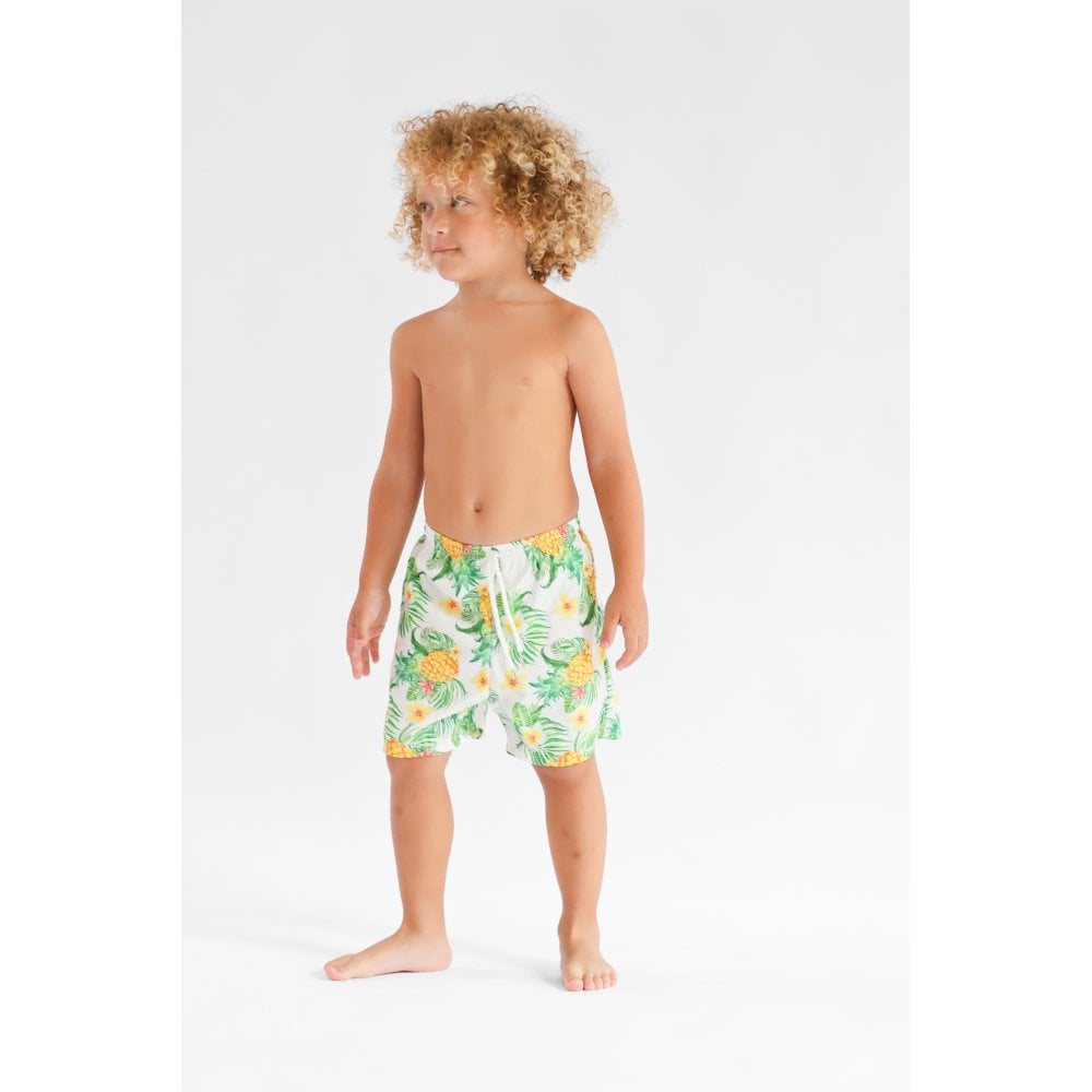 Palmer Boys Tropical Print Swim Trunks